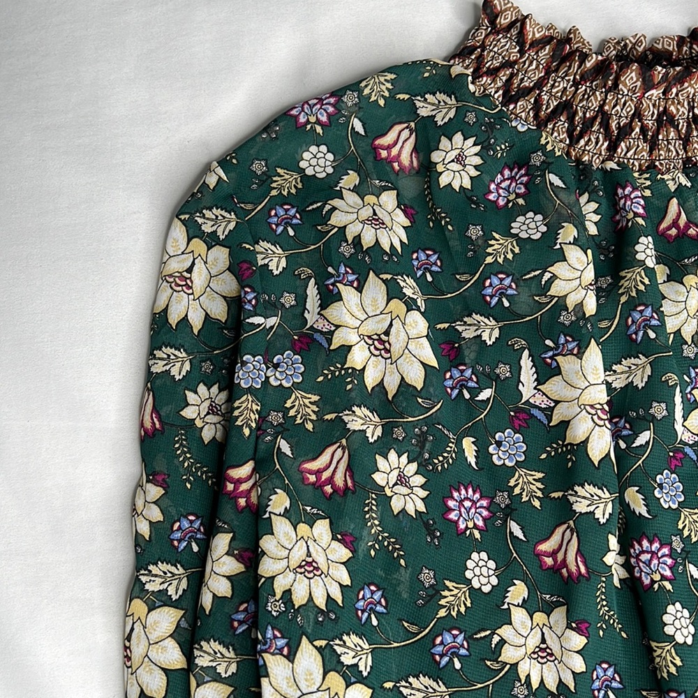 Green flower print dress